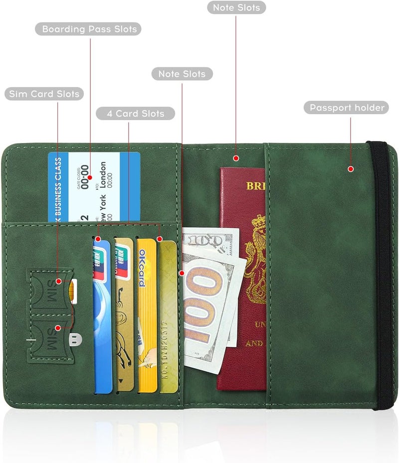ILIYAH -Passport Cover-Passport Holder Travel Wallet-RFID Blocking Passport Case Travel Accessories Card Holder Wallet Unisex Travel Gifts(Green) - Image 5